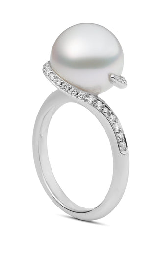 Twist White South Sea Cultured Pearl Ring in White Gold-6.5 thumbnail