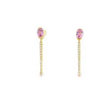 18K Yellow Gold Earrings with Pink Sapphires and Diamonds