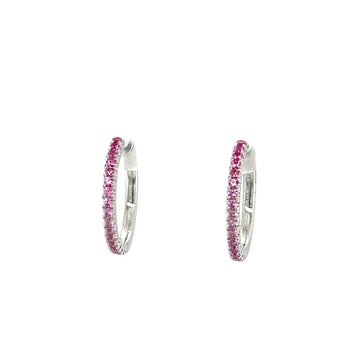 18K White Gold Hoops with Ombré Pink Sapphires