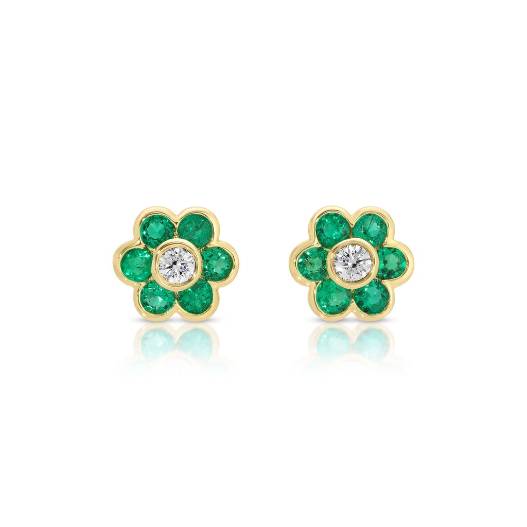 Colombian Emerald Flora Studs