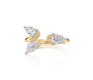 One of One Graduated Pear Diamond Open Cuddle Triple Ring thumbnail