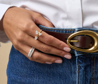 One of One Graduated Pear Diamond Open Cuddle Triple Ring thumbnail
