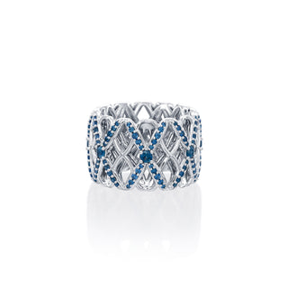 "Porta" Peacock Sapphire Intertwined Ring thumbnail