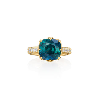 "Porta" Peacock Sapphire Cushion Ring thumbnail