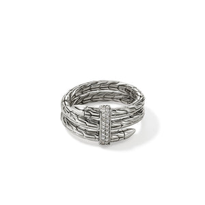 Spear Ring, Silver, Diamonds, Wide