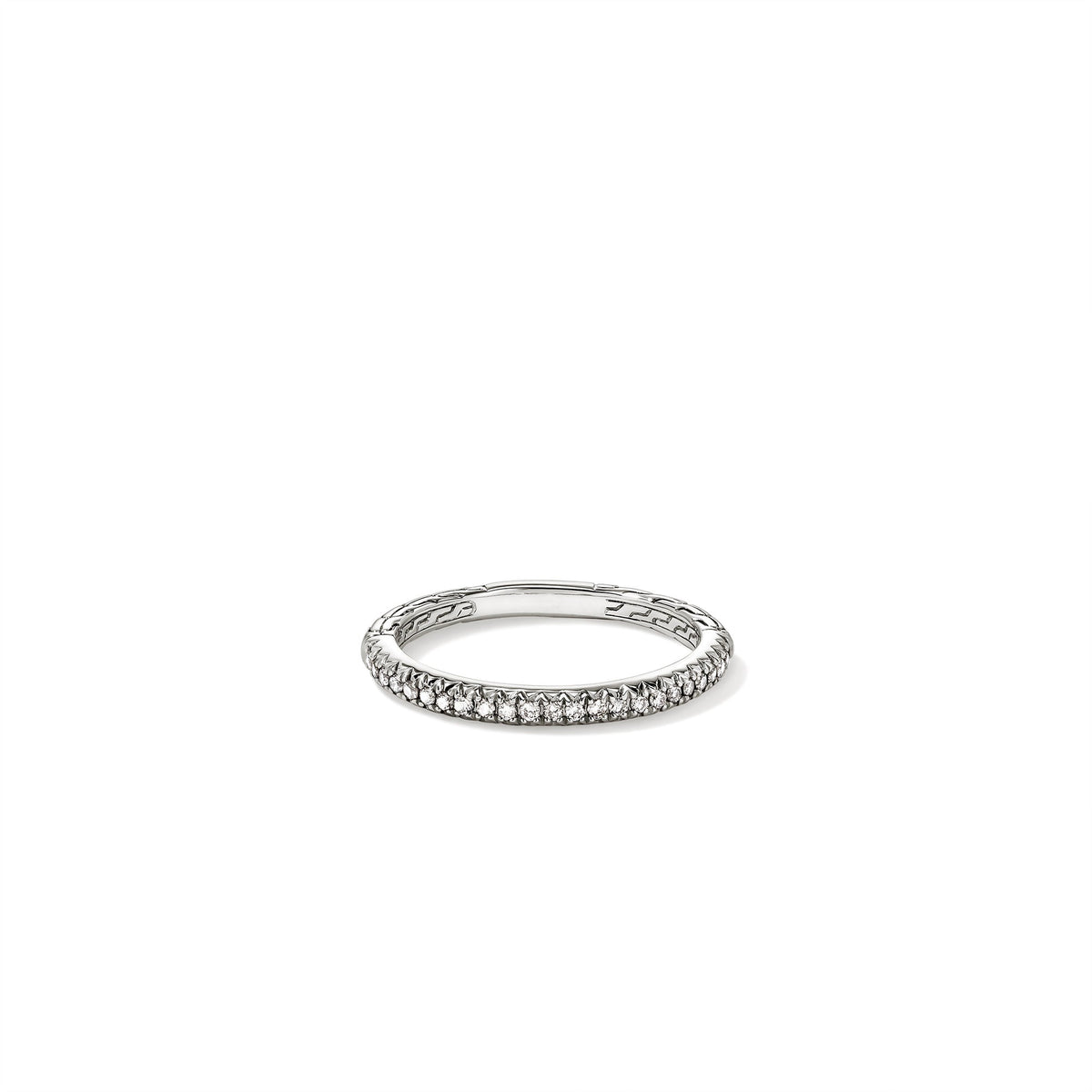 JH Essential Pavé Band Ring, Sterling Silver, Diamonds, 2MM
