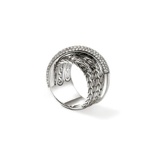 JH Essential Pavé Crossover Ring, Sterling Silver, Diamonds thumbnail