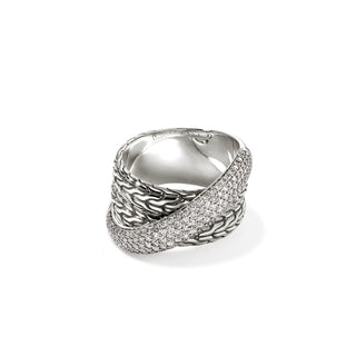JH Essential Pavé Crossover Ring, Sterling Silver, Diamonds thumbnail