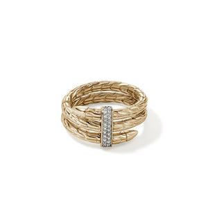 Spear Ring, Gold, Diamonds, Wide