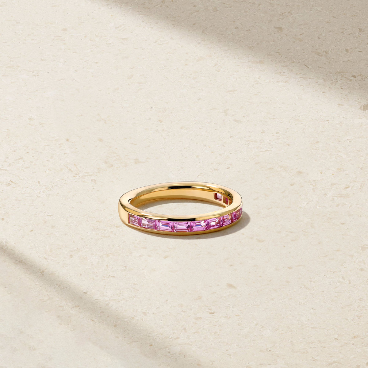 Baguette Pink Sapphire Thread Ring