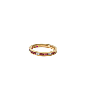 Baguette Ruby and Diamond Thread Ring