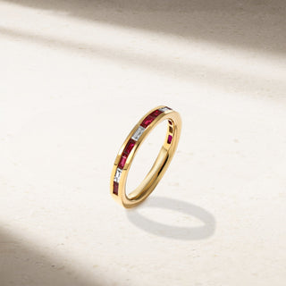 Baguette Ruby and Diamond Thread Ring thumbnail