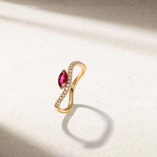 Single Wave Ruby and Diamond Ring thumbnail