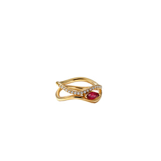 Mirrored Wave Ruby and Diamond Ring thumbnail