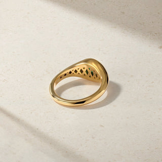 Chunky Slim Emerald Signet Ring thumbnail