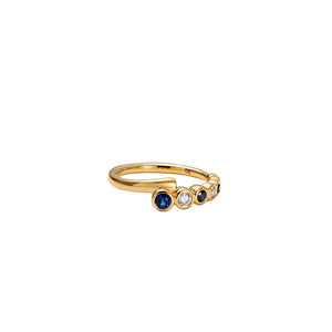 Bubbly Coil Sapphire and Diamond Ring