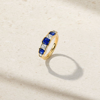 Graduating Asscher Cut Sapphire and Diamond Ring thumbnail