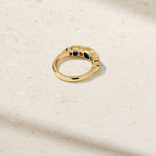 Graduating Asscher Cut Sapphire and Diamond Ring thumbnail