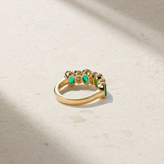 Sculpted Oval Emerald and Diamond Alternating Band thumbnail