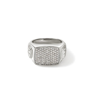 Signet Ring, Sterling Silver, Diamonds