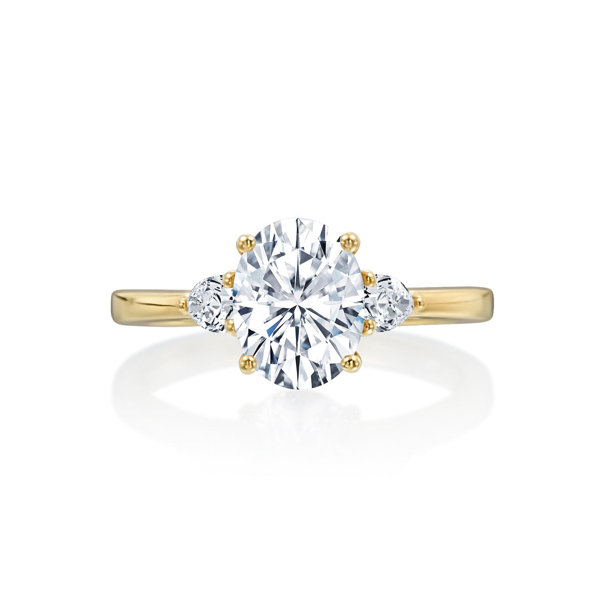 River North 3 Stone Oval Center Diamond Pear Sides Wedding Ring