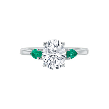 River North 3 Stone Oval Center Emerald Pear Sides