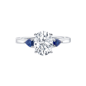 River North 3 Stone Oval Center Sapphire Pear Sides