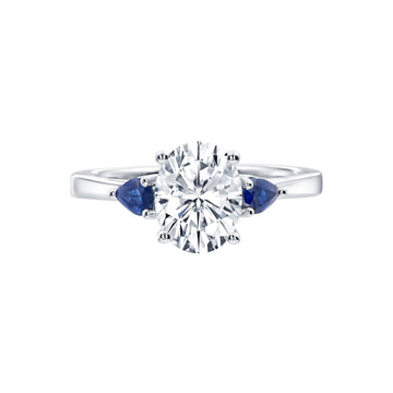 River North 3 Stone Oval Center Sapphire Pear Sides