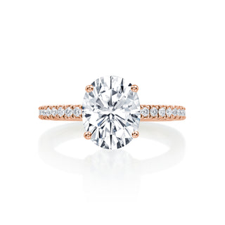 River North Oval Hidden Halo Side Diamonds Wedding Ring thumbnail