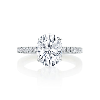 River North Oval Hidden Halo Side Diamonds Wedding Ring thumbnail