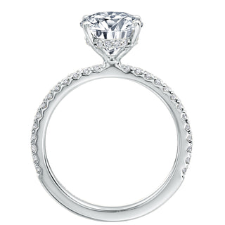 River North Oval Hidden Halo Side Diamonds Wedding Ring thumbnail