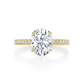 River North Oval Hidden Halo Side Diamonds Wedding Ring thumbnail