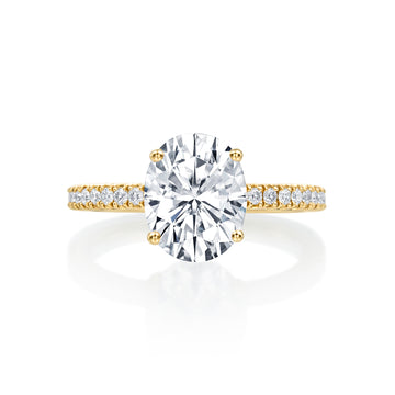 River North Oval Hidden Halo Side Diamonds Wedding Ring