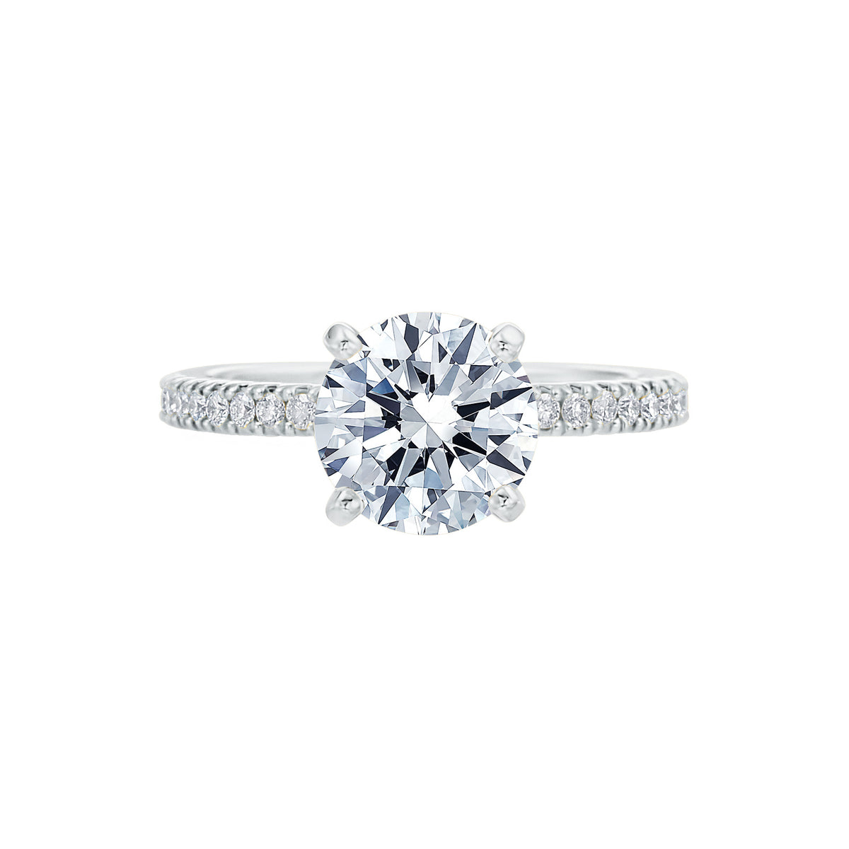White gold engagement ring with side diamonds