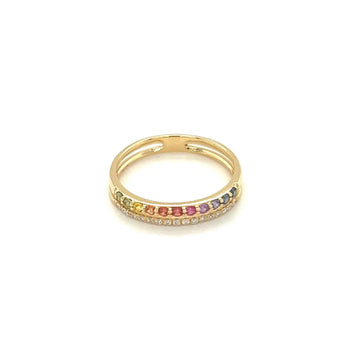 18K Yellow Gold Band with Mixed Sapphires