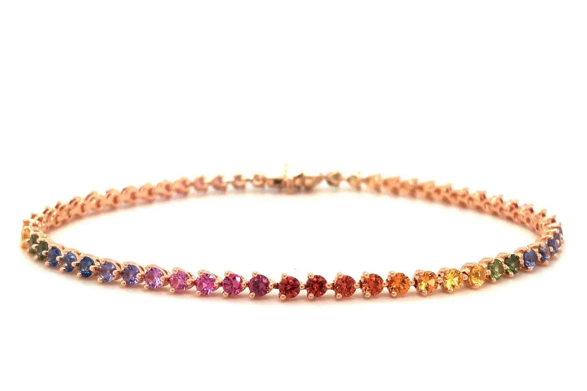 18K Rose Gold Bracelet with Mixed Sapphires