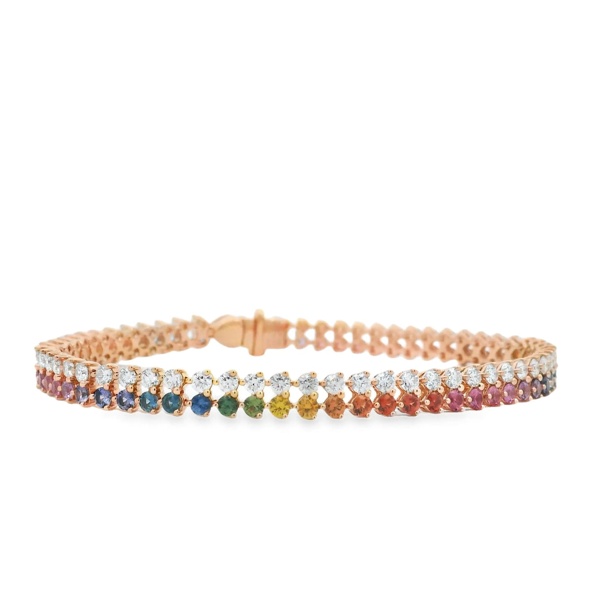 18K Rose Gold Bracelet with Mixed Sapphires and Diamonds