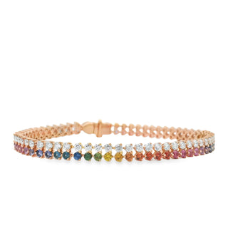 18K Rose Gold Bracelet with Mixed Sapphires and Diamonds thumbnail