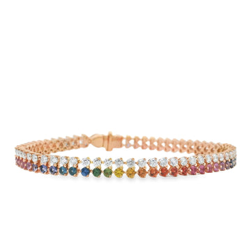 18K Rose Gold Bracelet with Mixed Sapphires and Diamonds
