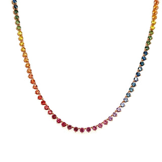 18K Rose Gold Tennis Necklace with Mixed Sapphires thumbnail