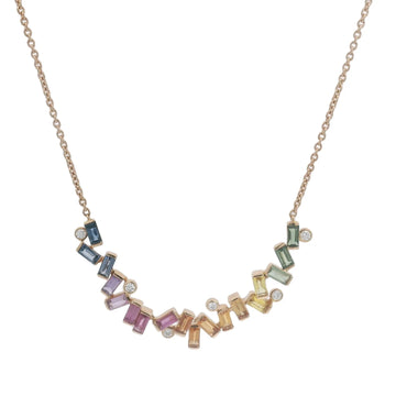18K Rose Gold Necklace with Mixed Sapphires and Diamonds