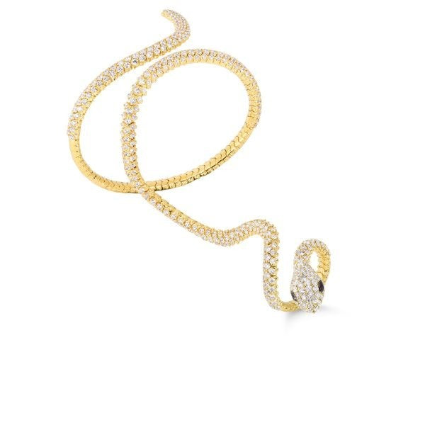 18K Yellow Gold Animalier Diamond & Ruby Snake Bangle/ring