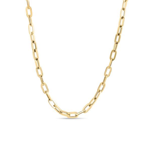 18K Yellow Designer Gold Heavy Gauge Paperclip Link 17 Inch Chain
