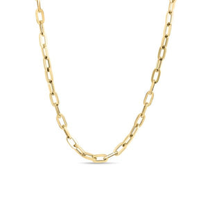 18K Yellow Designer Gold Heavy Gauge Paperclip Link 17 Inch Chain
