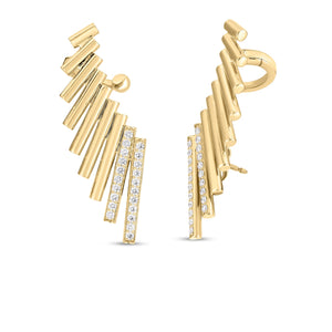 18K Yellow/white Gold Domino Diamond Climber Earrings