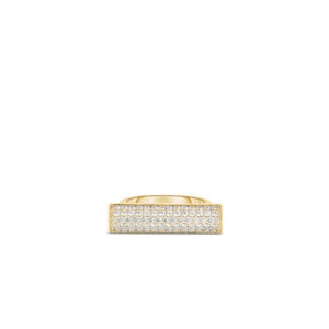 18K Yellow Gold Domino Pave Diamond Bar Ring