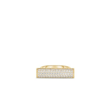 18K Yellow Gold Domino Pave Diamond Bar Ring
