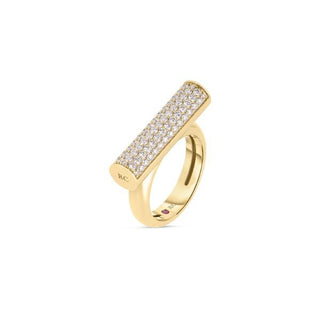 18K Yellow Gold Domino Pave Diamond Bar Ring thumbnail