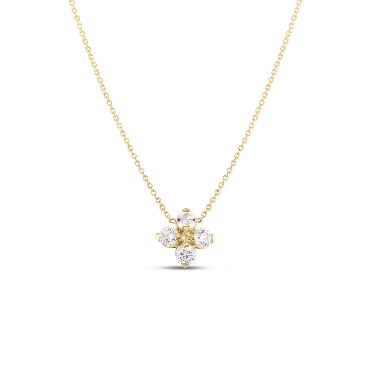 18K Yellow Gold Love In Verona Diamond Flower Necklace