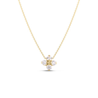 18K Yellow Gold Love In Verona Diamond Flower Necklace thumbnail